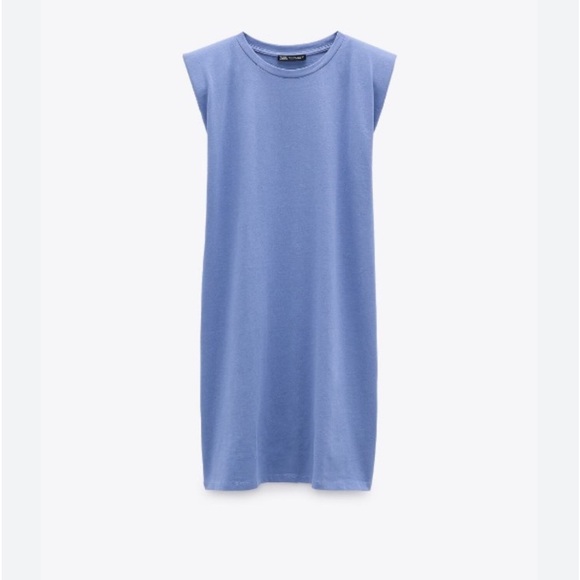 ZARA Blue Dress with Shoulder Pads TRF - Size Large - Picture 1 of 4
